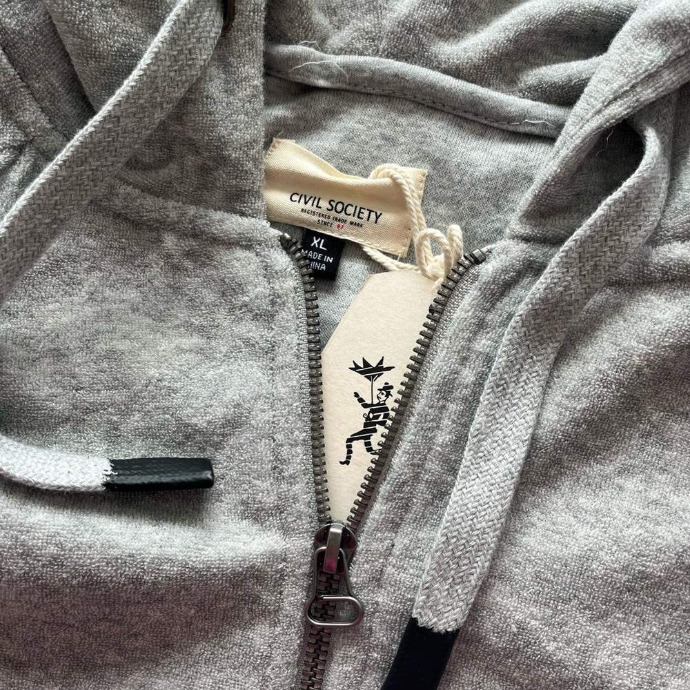 Civil Society Gray Terrycloth Men’s Zipup Hoodie